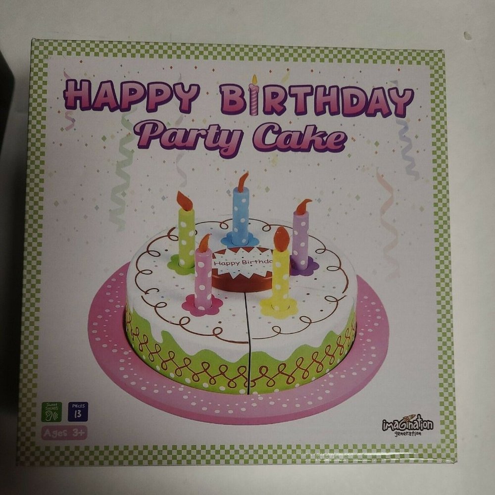 Happy Birthday Wooden Party Cake NIB